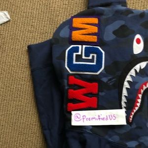 Bape Camo Shark Hoodie Blue Sleeve